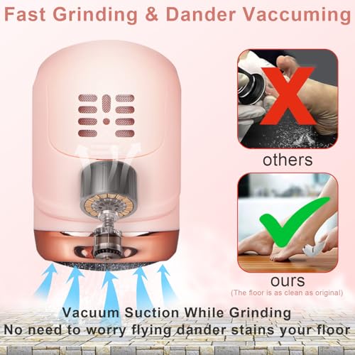 Electric Callus Remover for Feet (with Dander Vacuum Cleaner), Rechargeable Foot Callus Remover Pedicure Tools Foot File, Professional Foot Care Kit Deadskin Remover with 9Heads&2Speed,LCD Display