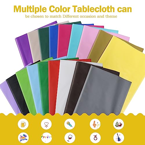 tujol Pink 6 Pack Plastic Table Cloth 54" x 108", Disposable Tablecloths Rectangle Table Cover, Plastic Table Cloths for Parties