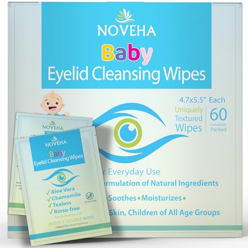 NOVEHA Baby Eye Wipes - 60 Pack Gentle Eyelid Cleanser