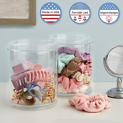 STORi Bella Stackable Clear Plastic Scrunchie Holder Set of 2