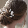 Silver Crystal Rhinestone Bridal Hair Comb Clip