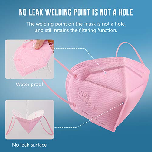 WWDOLL KN95 Face Mask 25 Pack, 5-Layers Mask Protection, Breathable KN95 Masks Pink