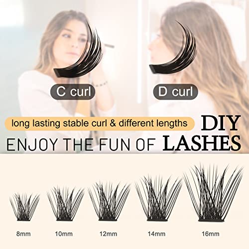 Cluster Lashes 240Pcs 10D+20D D Curl 8-14mm + 72Pcs Wide Stem C/D Curl