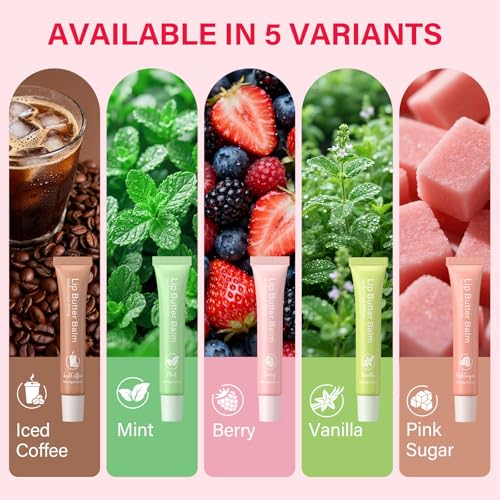 RIHAKO Glossy Lip Balm Set - 5 Shades with Shea Butter