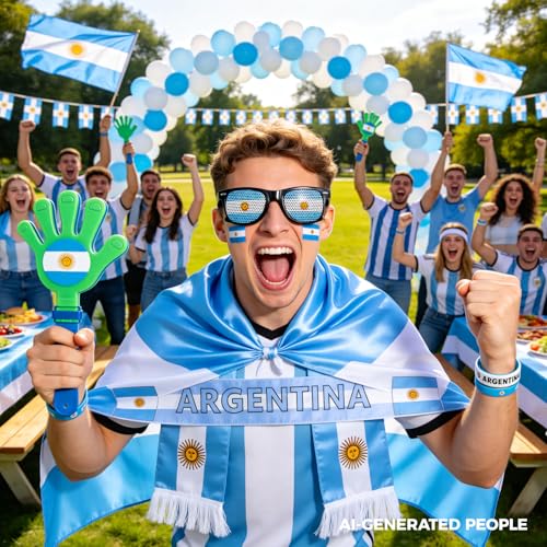 Soccer Fan Kit 6-Piece Set with Flag, Scarf & Face Paint