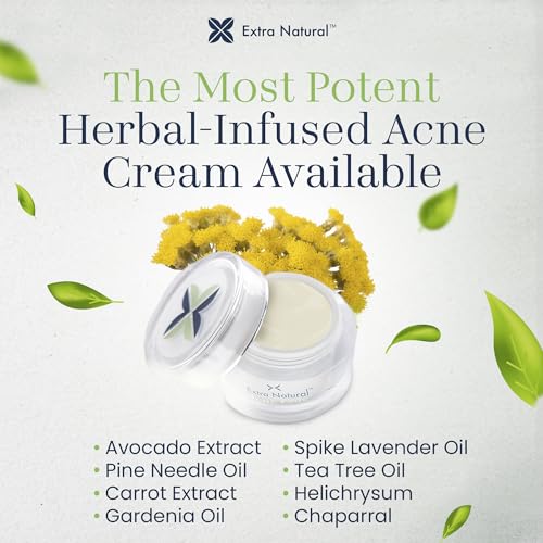 ExtraNatural Acne Cream ? Natural & Gentle Acne Treatment for Sensitive & Oily Skin ? Helps Reduce Breakouts, Pimples & Redness
