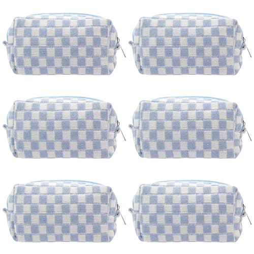 PAZIMIIK Checkered Makeup Bag Set - 6 Pack Cosmetic Pouches