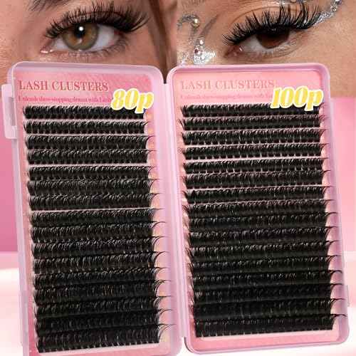 Gmagictobo Lash Extension Kit Lash Clusters Kit 640Pcs Volume Eyelash Clusters C Curl Lashes Clusters DIY Cluster Eyelash Extensions With Lash Bond and Seal Lash Tweezers
