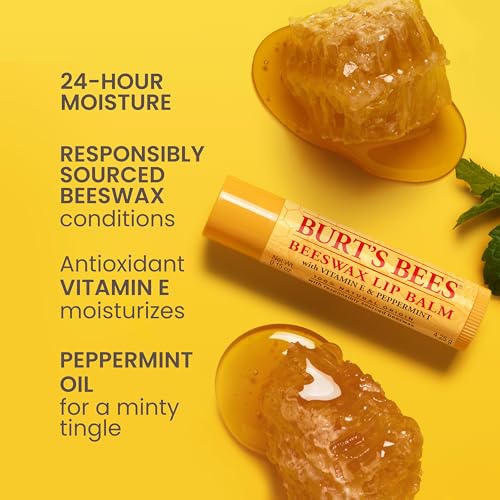 Burt's Bees Lip Balm Easter Basket Stuffers - Original Beeswax, Lip Moisturizer With Responsibly Sourced Beeswax, Tint-Free, Natural Conditioning Lip Treatment, 2 Tubes, 0.15 oz. (Pack of 2)