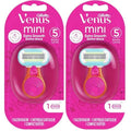 Gillette Venus Snap Cosmo Pink with Extra Smooth Women's On-The-Go Razor - 1 Handle + 1 Refill (Pack of 2)