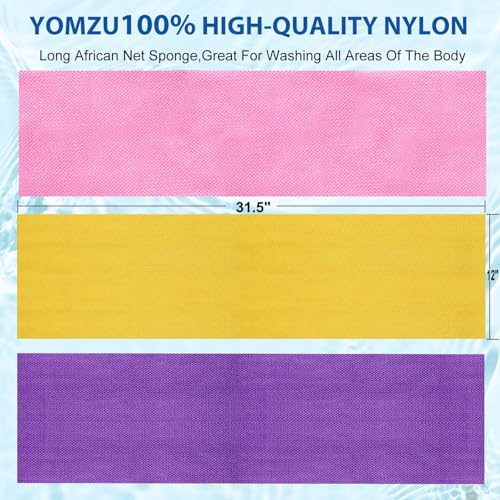 YOMZU African Net Exfoliating Bath Sponge - 6 Pack, 31.4" Long
