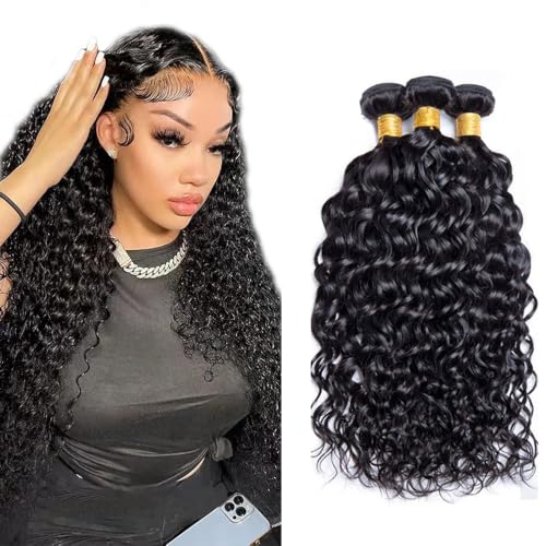 Freiuoke 3 Bundles 28-32 Inch Water Wave Human Hair Extensions