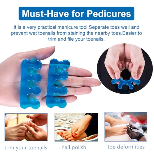 Gel Toe Separators for Pedicure & Nail Polish - Blue & Pink Set