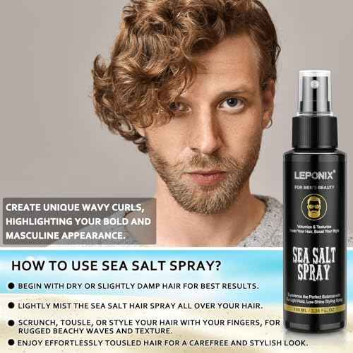 Sea Salt Spray for Men, Sea Salt Spray for Hair, Texturizing & Thickening With Kelp, Aloe Vera & Red Algae Extract, Adds Instant Volume & Light, Beach Waves Styling Product, Travel Hairspray 2x100ml