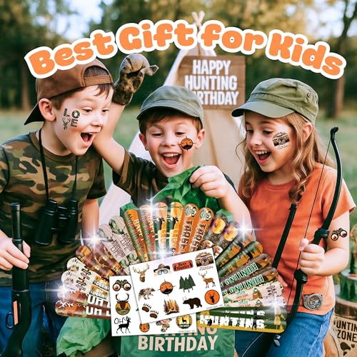 Hunting Party Favors Set - 24 Temporary Tattoos & 24 Slap Bracelets