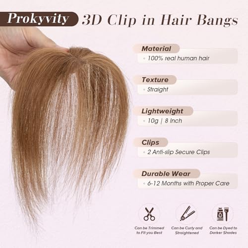 Clip-In Curtain Bangs | 100% Human Hair | Light Brown #06