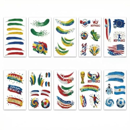 Jimmyxqw Soccer Face Temporary Tattoos Sheets - 8 Styles, Waterproof Sports Decals