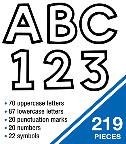 Carson Dellosa 219pc Black and White Bulletin Board Letters, 4" Letters & Numbers Bulletin Board Decorations for White Board, Bulletin Board, Cork Board, Letter Board, Message Board, Classroom Decor