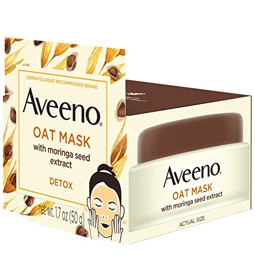 Aveeno Oat Face Mask with Detoxifying Moringa Seed Extract and Vitamin E Antioxidant, to Remove Skin Impurities, Paraben Free, Phthalate-Free, 1.7 oz