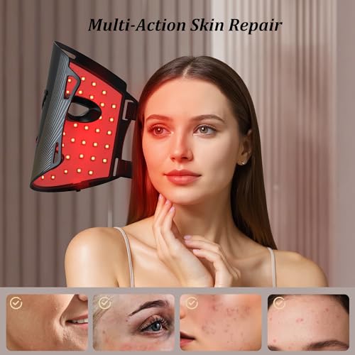 CUEME Red Light Therapy Mask - FDA-Cleared LED for Wrinkles & Acne