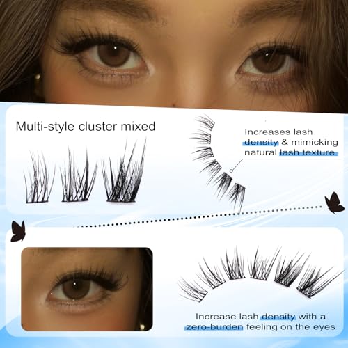 Cat Eye Lash Clusters - J Curl 12-14mm Wispy False Eyelashes