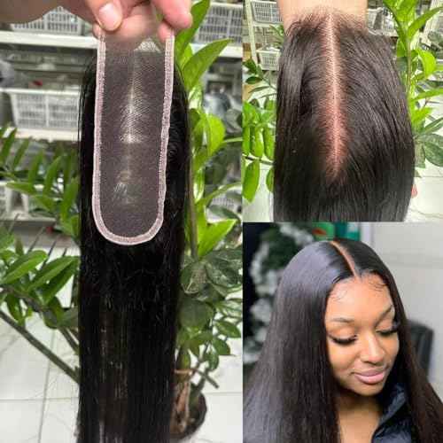 2x6 HD Swiss Lace Melt Skin Lace Closure Long Deep Parting Raw Hair Materials Straight Style Much Fuller with Natural Hair Line Human Hair Natural Black Color (14inch, HD 2x6 lace closure)
