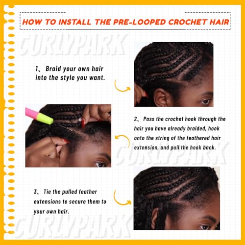 CurlyPark Burmese Deep Wave Crochet Hair Extensions 20 Inch / 240g, 200 Strands Full Head