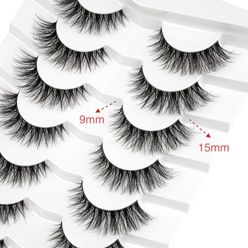 3D Faux Mink Lashes 15mm C Curl - 7 Pairs Reusable False Eyelashes