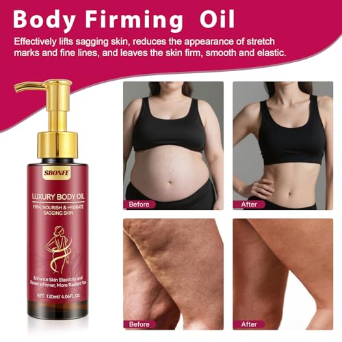 Body Firming Oil for Crepe Skin - After Shower Oil for Women, Tightening & Hydrating Treatment for Arms, Legs, Stomach & Body, Natural Formula for Dry Skin, Lightweight & Non-Greasy, 4.06 FL OZ