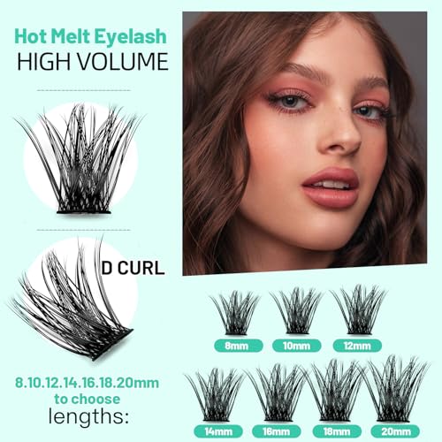 Bodermincer 120 Clusters/box Wide Cluster 3D Effect Glue Bonded Cluster Eyelashes Individual Eyelash Extension Eyelashes Bunches False Eyelashes Home Eyelash Extension (12MM)