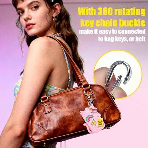 Juome Silicone Case for Touchland Hand Sanitizer Spray with Keychain & Charms, Cat Protective Holder Compatible with Touchland Power Mist & Glow Mist 1 FL Oz/30ML, Travel Cover Sleeve Accessory (Pink)