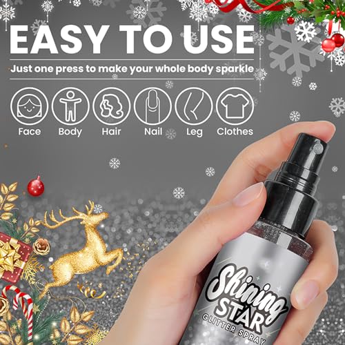 Silver Glitter Spray for Hair & Body, 3.53oz