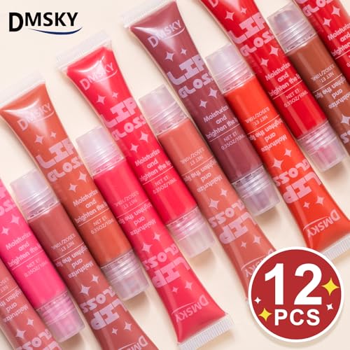 12 Color Lip Gloss Set with Vitamin E & Squalane