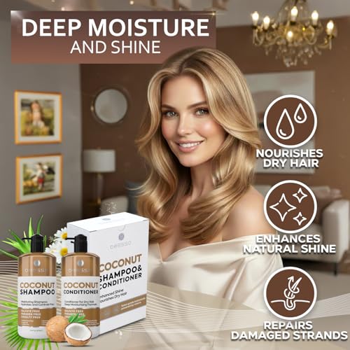 Coconut Shampoo and Conditioner Set - Sulfate Free, Hydrating