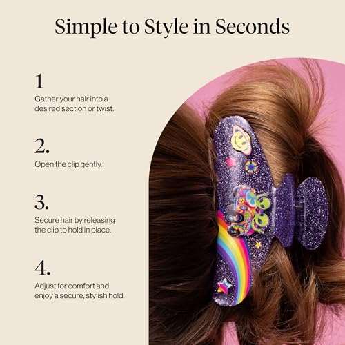 Lisa Frank x Kitsch Glitter Hair Claw Clip - Zoomer & Zorbit Strong Hold