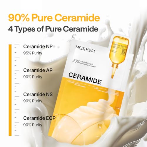 MEDIHEAL Ceramide Face Mask Sheet - 10 pcs Hydrating Vegan Mask