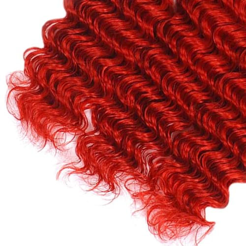 DiexrLamx 24-28 Inch Fire Red Deep Wave Hair Bundles - 3 Packs