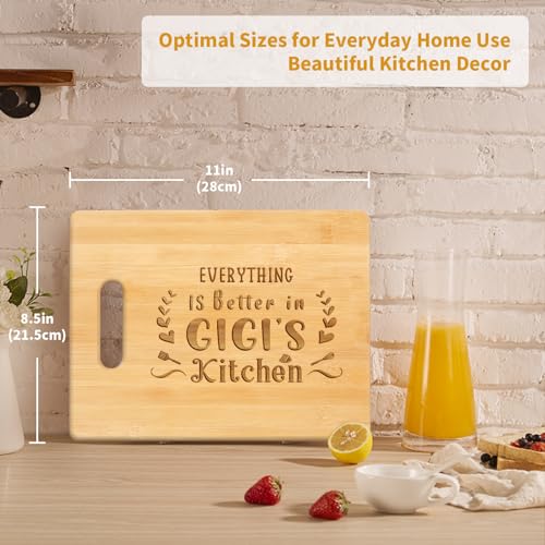 Gigi Gifts, Best Gigi Birthday Gifts from Grandkids - Unique Engraved Bamboo Cutting Board, Funny Birthday, Christmas or Mothers Day Gifts for Gigi