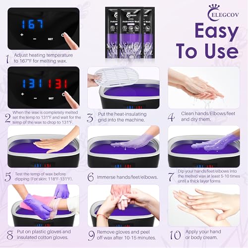 Lavender Paraffin Wax Refills 10 Pack for Hand & Foot Wax Bath (4.4 lb)