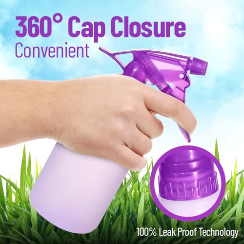 Alpree 3-Pack 12oz Refillable Spray Bottles - Colored Squirt & Cleaning Solutions