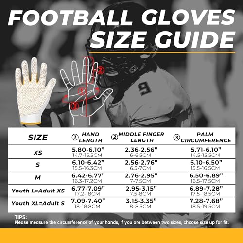 HANDLANDY Youth Football Gloves, Sticky Wide Receiver Gloves for Kids & Adult, Pink Stretch Fit Football Gloves (Pink and White, X-Small)