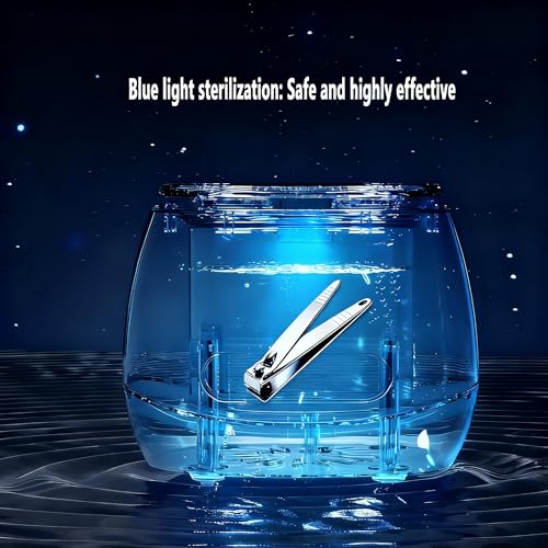 Rechargeable Nail Tool Cleaning and Sterilizer Machine, Nail Tool with High-Frequency Vibration and Blue Light 3 Timers Mode for Nail Drill Bits with Cleaning Tablets, Nail Art Brush, Nail Clipper