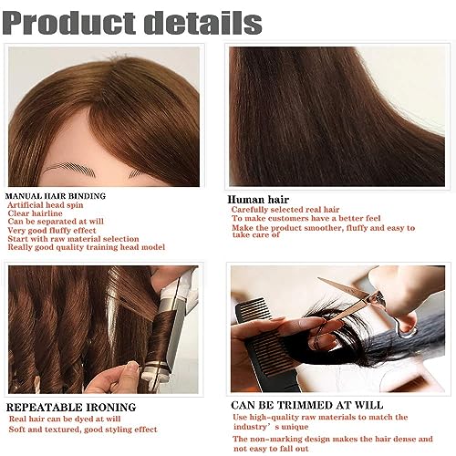 SZCY LLC Dark Brown 18 Inch Mannequin Head with Human Hair & Tripod Stand for Hair Styling
