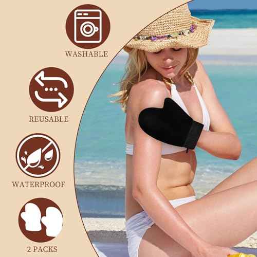 2 Pack Self Tanning Mitt - Elastic Wrist Tanning Gloves Prevents Staining, Tanning Mitt Applicator for Tanning Mousse or Lotion