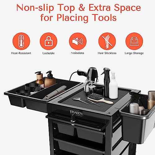 TASALON Premium Lockable Salon Trolley with Wheels and 6 Drawers & 2 Bucket, Versatile Salon Cart for Hair Stylist, Tattoo, Barber