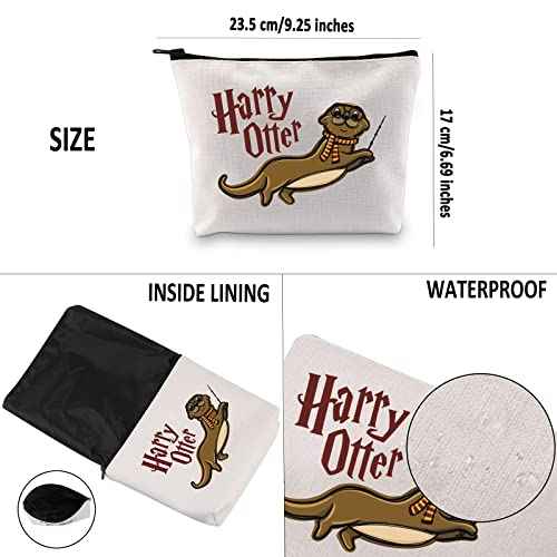 G2TUP Harry Otter Makeup Bag - Sea Otter Animal Lovers Cosmetic Bag Zipper Travel Bag - White