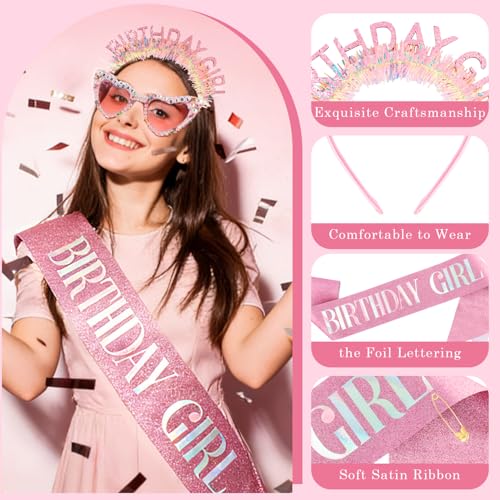 Atoden Birthday Girl Sash Tiara Sunglasses Party Favor