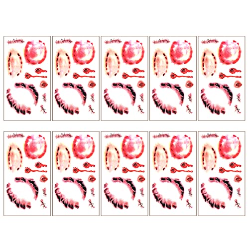 Halloween Zombie Makeup Temporary Tattoos - 10 Sheets