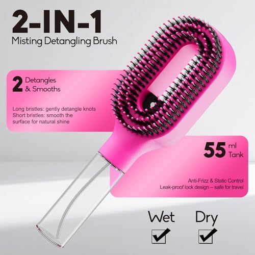 Anti-Frizz Hair Brush Spray Detangler for Dry & Tangled Hair