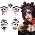 Halloween Face Gems Rhinestone Temporary Tattoo Stickers, 2 Pack